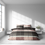 Bettwäsche set „Home Story“. Bettwäsche 140x200, 135/140x200 cm, 200x200 cm, 200x220 cm. Graue, dunkelgraue und braune bettwäsche mit einem einzigartigen kachelmuster in verschiedenen schattierungen, das ihrem zimmer tiefe und stil verleiht.