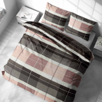 Bettwäsche set „Home Story“. Bettwäsche 140x200, 135/140x200 cm, 200x200 cm, 200x220 cm. Anspruchsvolles bettwäscheset in grauem, dunkelgrauem und braunem kacheldesign mit satten farbtönen für eine moderne ästhetik.