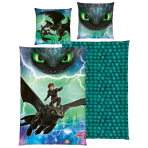 Bettwäsche set "How to train your dragon“. Kinderbettwäsche, 135x200 cm. Blaugrünes bettwäsche-set mit schwarzem drachen und leuchtend grünen augen. Bettwäsche set "How to train your dragon“. Kinderbettwäsche, 135x200 cm. Blaugrünes bettwäsche-set mit schwarzem drachen und leuchtend grünen augen.