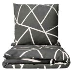 Bettwäsche set "Infiniel". Bettwäsche 140x200, 135/140x200 cm, 155/160x200 cm, 200x200 cm, 200x220 cm, 220x240 cm. Dunkelgraue bettwäsche mit weißen linien, die sich in verschiedenen richtungen kreuzen und einen modernen und anspruchsvollen look erzeugen.