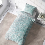 Bettwäsche set "Lagoon". Bettwäsche 140x200, 135/140x200 cm. Stilvolle leichte bettwäsche mit hellgrauen dschungelblättern, die ein sanftes und erfrischendes natürliches design verleihen.