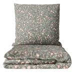 Bettwäsche set „Levada“. Bettwäsche 140x200, 135/140x200 cm, 200x200 cm, 200x220 cm. Abettwäsche in sanftem grau mit zarten rosa akzenten und grünen blättern, die ihrem schlafzimmer eine frische und lebendige note verleihen.