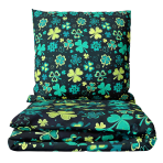 Bettwäsche set "Lucky Leaf". Bettwäsche 140x200, 135/140x200 cm, 155/160x200 cm, 200x200 cm, 200x220 cm. Bettwäsche-set in reichem dunkelgrün, geschmückt mit einer fülle lebhafter kleeblätter, die einen hauch von natur in ihre schlafzimmerdekoration bringen.