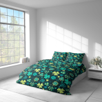 Bettwäsche set "Lucky Leaf". Bettwäsche 140x200, 135/140x200 cm, 155/160x200 cm, 200x200 cm, 200x220 cm. Üppiges dunkelgrünes bettwäsche-set mit verspielten kleeblättern, perfekt zum schaffen einer gemütlichen und einladenden atmosphäre in ihrem raum.