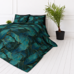 Bettwäsche set „Luminare“. Bettwäsche 155x200, 135/140x200 cm, 150x200 cm, 155/160x200 cm, 180x200 cm, 200x200 cm, 200x220 cm, 220x240 cm. Smaragdgrüne bettwäsche mit großen blaugrünen blättern. Bettwäsche set „Luminare“. Bettwäsche 155x200, 135/140x200 cm, 150x200 cm, 155/160x200 cm, 180x200 cm, 200x200 cm, 200x220 cm, 220x240 cm. Smaragdgrüne bettwäsche mit großen blaugrünen blättern.