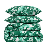 Bettwäsche set "Lush Green". Bettwäsche 155x200, 135/140x200 cm, 155x220 cm, 160x200 cm, 180x200 cm, 200x200 cm, 200x220 cm, 220x240 cm. Grüner hintergrund mit weißen blumen – eine hervorragende wahl, die frische und leben ins schlafzimmer bringt.