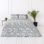 Bettwäsche set "Marmoreal". Graue Bettwäsche, 135/140x200 cm, 200x200 cm, 200x220 cm. Modernes bettwäsche-set mit grau-blauen abstrakten pflanzenornamenten.