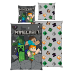 Bettwäsche set "Minecraft“. Kinderbettwäsche, 135x200 cm. Dunkelgraue bettwäsche mit farbenfrohen minecraft-figuren. Bettwäsche set "Minecraft“. Kinderbettwäsche, 135x200 cm. Dunkelgraue bettwäsche mit farbenfrohen minecraft-figuren.
