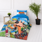 Bettwäsche set "Naruto“. Kinderbettwäsche, 135x200 cm. Blauer kissenbezug mit einem weißen streifen und einem farbenfrohen naruto-shippuden-schriftzug. Bettwäsche set "Naruto“. Kinderbettwäsche, 135x200 cm. Blauer kissenbezug mit einem weißen streifen und einem farbenfrohen naruto-shippuden-schriftzug.
