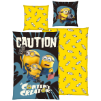 Bettwäsche set "Minions". Kinderbettwäsche, 135x200 cm. Gelbes minions-bettwäsche-design mit kleinen minion-augenmotiven