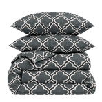 Bettwäsche set "Morocco grey". Bettwäsche 155x200, 135/140x200 cm, 150x200 cm, 155/160x200 cm, 180x200 cm, 200x200 cm, 200x220 cm, 220x240 cm. Dunkelgraues bettwäsche-design mit weißem geometrischem muster