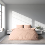 Bettwäsche set "Coral". Bettwäsche für Hotels, 135/140x200 cm, 200x200 cm, 200x220 cm, 220x240 cm. Weiches korallenfarbenes bettwäscheset für ein ruhiges schlafzimmerambiente.