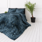 Bettwäsche set "Nebula". Bettwäsche 155x200, 135/140x200 cm, 150x200 cm, 155/160x200 cm, 180x200 cm, 200x200 cm, 200x220 cm, 220x240 cm. Modernes bettwäsche-set mit tiefblauem muster und hellen linien