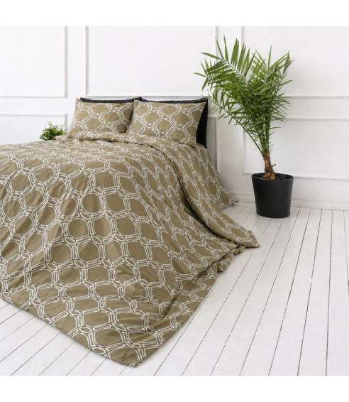 Bettwäsche set "Olive Orbit". Bettwäsche Baumwolle