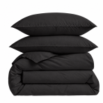 Bettwäsche set "Ozai". Bettwäsche einfarbig, 135/140x200 cm, 155x220 cm, 160x200 cm, 180x200 cm, 200x200 cm, 200x220 cm, 220x240 cm. Elegantes schwarzes bettwäscheset, das jedem schlafzimmer eleganz verleiht.