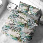 Bettwäsche set "Pastel Serenade". Bettwäsche 140x200, 135/140x200 cm, 155/160x200 cm, 200x200 cm, 200x220 cm, 220x240 cm. Knackiges weißes bettwäsche-set, verziert mit charmanten dünnen bunten blättern, das einen farbtupfer und einen hauch von natur ins innere bringt.