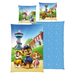 Bettwäsche set "Paw Patrol Blue“. Kinderbettwäsche, 135x200 cm. Blaues bettwäsche-set mit „paw patrol“-welpen und grünen hügeln. Bettwäsche set "Paw Patrol Blue“. Kinderbettwäsche, 135x200 cm. Blaues bettwäsche-set mit „paw patrol“-welpen und grünen hügeln.