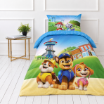 Bettwäsche set "Paw Patrol Blue“. Kinderbettwäsche, 135x200 cm. Buntes welpenmuster mit blauen, gelben und rosa akzenten. Bettwäsche set "Paw Patrol Blue“. Kinderbettwäsche, 135x200 cm. Buntes welpenmuster mit blauen, gelben und rosa akzenten.