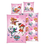 Bettwäsche set "Paw Patrol Pink“. Kinderbettwäsche, 135x200 cm. Rosa bettwäsche-set mit „paw patrol“-welpen und bunten abzeichen. Bettwäsche set "Paw Patrol Pink“. Kinderbettwäsche, 135x200 cm. Rosa bettwäsche-set mit „paw patrol“-welpen und bunten abzeichen.