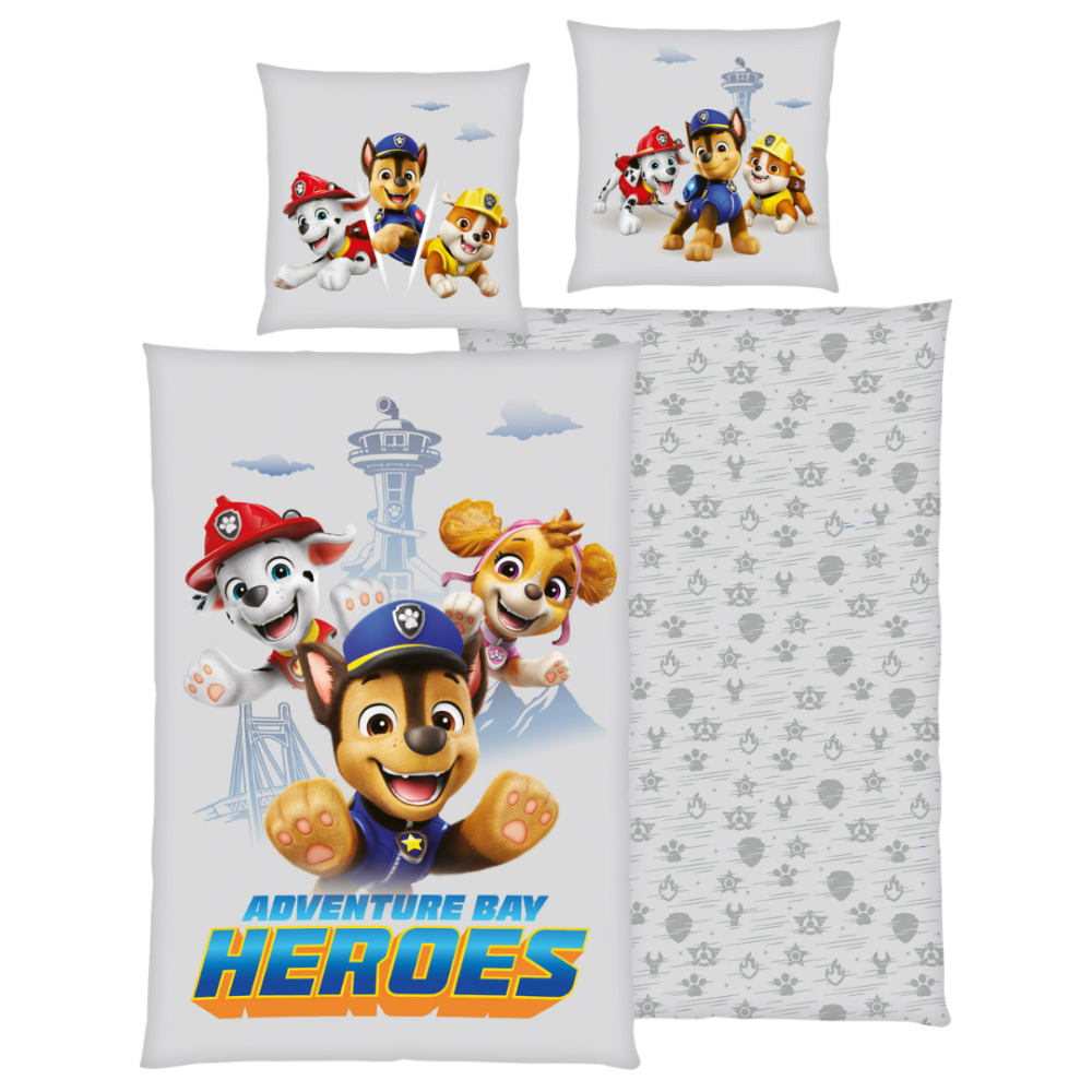 Bettwäsche set "Paw Patrol". Kinderbettwäsche, 135x200 cm. Hellgraues bettwäsche-set mit farbenfrohen „paw patrol“-welpen. Bettwäsche set "Paw Patrol". Kinderbettwäsche, 135x200 cm. Hellgraues bettwäsche-set mit farbenfrohen „paw patrol“-welpen.