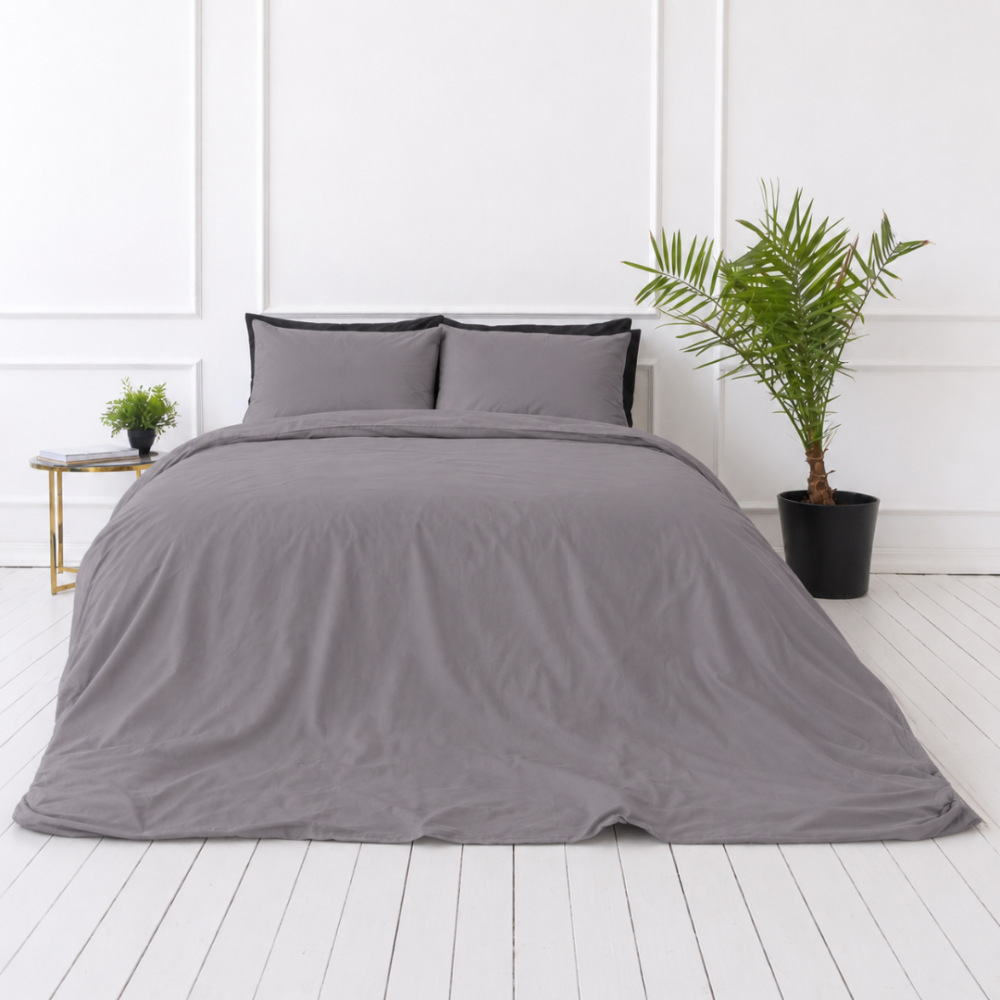 Bettwäsche set "Phantom". Bettwäsche einfarbig, 135/140x200 cm, 150x200 cm, 155/160x200 cm, 180x200 cm, 200x200 cm, 200x220 cm, 220x240 cm. Elegantes kissenbezug-set in dunkelgrau