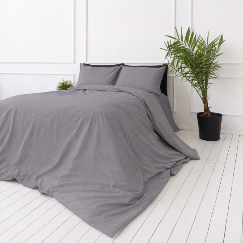 Bettwäsche set "Phantom". Bettwäsche einfarbig, 135/140x200 cm, 150x200 cm, 155/160x200 cm, 180x200 cm, 200x200 cm, 200x220 cm, 220x240 cm. Bettwäsche in ruhigem und neutralem grauton