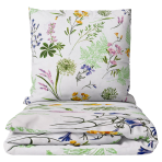 Bettwäsche set "Primavera". Bettwäsche 155x200, 135/140x200 cm, 150x200 cm, 155/160x200 cm, 180x200 cm, 200x200 cm, 200x220 cm, 220x240 cm. Weißes bettwäsche-set mit grünen blättern und farbenfrohen wiesenblumen Bettwäsche set "Primavera". Bettwäsche 155x200, 135/140x200 cm, 150x200 cm, 155/160x200 cm, 180x200 cm, 200x200 cm, 200x220 cm, 220x240 cm. Weißes bettwäsche-set mit grünen blättern und farbenfrohen wiesenblumen
