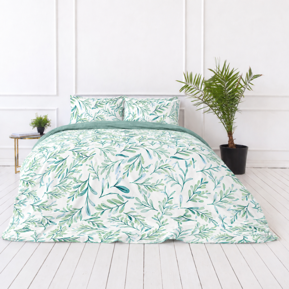 Bettwäsche set „Teal Grove“. Grüne Bettwäsche, 135/140x200 cm, 200x200 cm, 200x220 cm. Botanische bettwäsche mit grünen, blaugrünen und olivfarbenen blättern Bettwäsche set „Teal Grove“. Grüne Bettwäsche, 135/140x200 cm, 200x200 cm, 200x220 cm. Botanische bettwäsche mit grünen, blaugrünen und olivfarbenen blättern