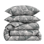 Bettwäsche set "Umbral Plumes". Bettwäsche 155x200, 135/140x200 cm, 155x220 cm, 160x200 cm, 180x200 cm, 200x200 cm, 200x220 cm, 220x240 cm. Dunkelgraues bettwäsche-set mit feinem federdesign