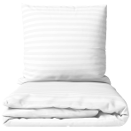 Bettwäsche set "White Stripes". Gemusterte Bettwäsche, 135/140x200 cm, 150x200 cm, 155/160x200 cm, 180x200 cm, 200x200 cm, 200x220 cm. Weißes bettwäsche-set mit dezenten streifen, das ihrem schlafzimmer eleganz und struktur verleiht.