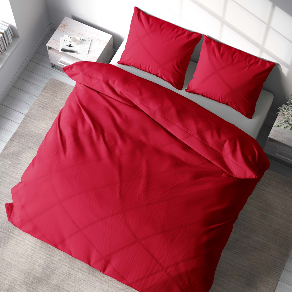 Bettwäsche set "Zuko". Bettwäsche für Hotels, 135/140x200 cm, 200x200 cm, 200x220 cm, 220x240 cm. Stilvolles rotes bettwäscheset, das ihrem schlafzimmer einen hauch von raffinesse verleiht.