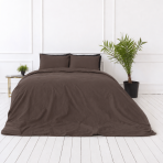 Perkal Bettwäsche „Brown Percale“. Bettwäsche 150x200, 135/140x200 cm, 155x220 cm, 160x200 cm, 180x200 cm, 200x200 cm, 200x220 cm, 220x240 cm. Dunkelbrauner bettdeckenbezug ohne dekorative motive.