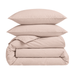 Perkal Bettwäsche „Classic Coffee Percale“. Bettwäsche 150x200, 135/140x200 cm, 155x220 cm, 160x200 cm, 180x200 cm, 200x200 cm, 200x220 cm, 220x240 cm. Einfarbiges hellbeiges bettwäsche-set mit einer sanften rosanuance.