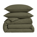Perkal Bettwäsche „Moss Green Percale“. Bettwäsche 150x200, 135/140x200 cm, 155x220 cm, 160x200 cm, 180x200 cm, 200x200 cm, 200x220 cm, 220x240 cm. Einfarbiges olivgrünes bettwäsche-set ohne muster.