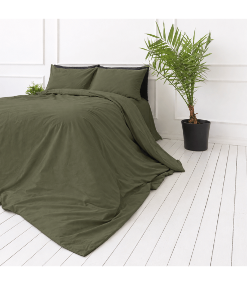 Perkal Bettwäsche „Moss Green Percale“. Perkal Bettwäsche