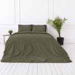 Perkal Bettwäsche „Moss Green Percale“. Bettwäsche 150x200, 135/140x200 cm, 155x220 cm, 160x200 cm, 180x200 cm, 200x200 cm, 200x220 cm, 220x240 cm. Einfarbige olivgrüne kissenbezüge.