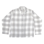 Pyjama „Grey checks“, S/M, L, XL. Hellfarbene frottierpyjama aus flauschiger baumwolle