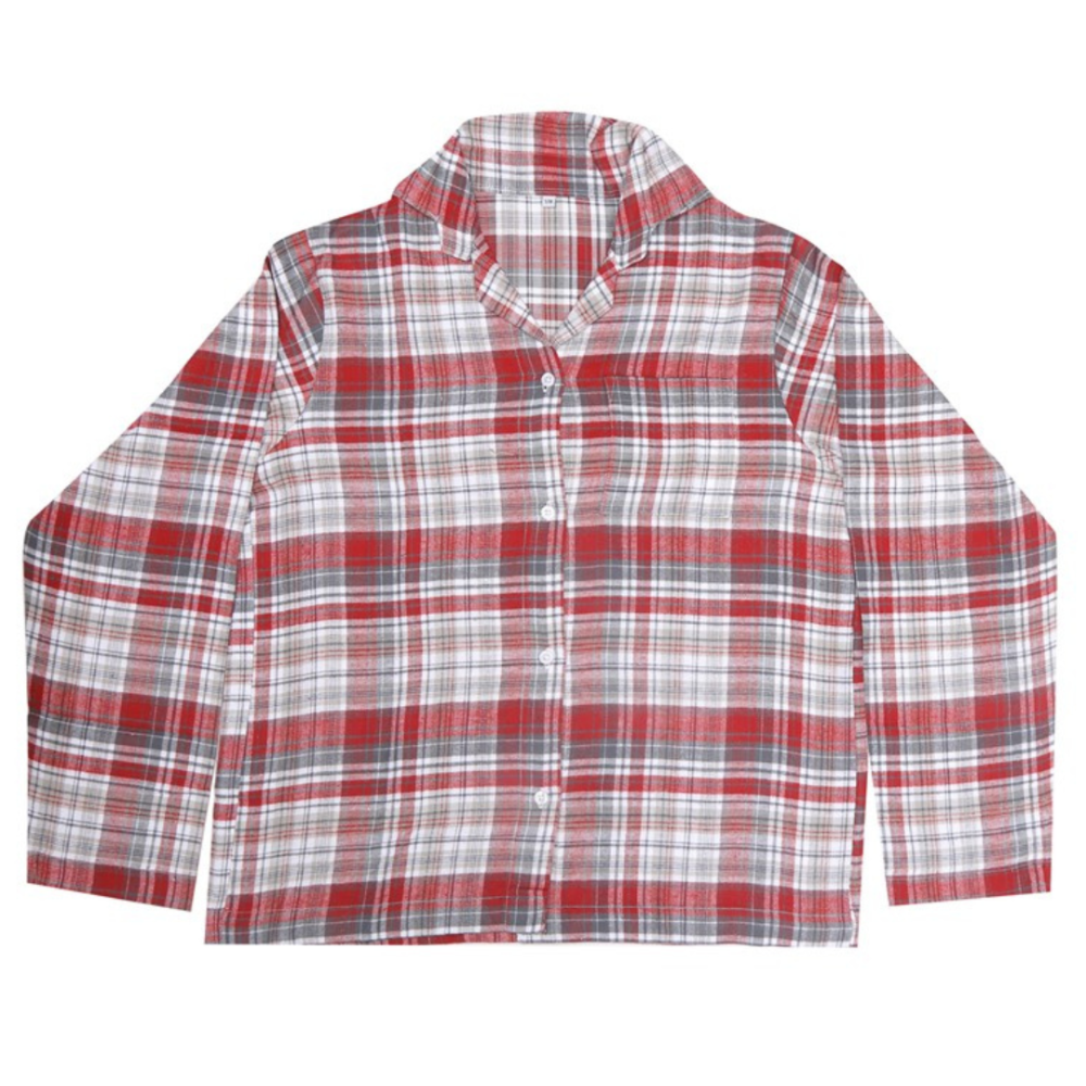 Pyjama „Red checks“, L, XL. Klassische pyjama im roten und grauen karodesign
