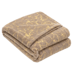 Decke „Gilded Brown fleece blanket“. Tagesdecken, 200x220 cm. Sandfarbene decke mit einem markanten goldfarbenen marmor-adermuster.
