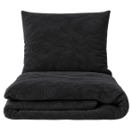 Plüsch Bettwäsche "Minky Black". Bettwäsche einfarbig, 200x220 cm. Schwarzes plüsch-bettwäsche-set mit elegantem, tiefem farbton.