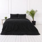 Plüsch Bettwäsche "Minky Black". Bettwäsche einfarbig, 200x220 cm. Weiches und warmes schwarzes plüsch-bettwäsche-set für modernes interieur.