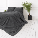Plüsch Bettwäsche "Minky Dark Grey". Bettwäsche einfarbig, 200x220 cm. Klassisches dunkelgraues plüsch-bettwäsche-set, passend zu jedem interieur.