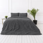 Plüsch Bettwäsche "Minky Dark Grey". Bettwäsche einfarbig, 200x220 cm. Elegantes, dunkelgraues plüsch-bettwäsche-set mit luxuriöser optik.
