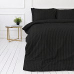 Premium satin bettwäsche set "Black Stripe Sateen“. Bettwäsche 135x200, 135/140x200 cm, 200x200 cm. Baumwoll-set in schwarz mit feinen streifen.