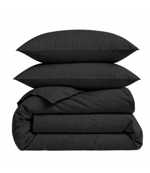 Premium satin bettwäsche set "Black Stripe Sateen“. Bettwäsche aus Satin