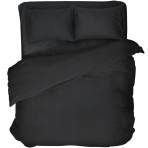 Premium satin bettwäsche set "Black Stripe Satin“. Bettwäsche aus Satin, 135/140x200 cm, 200x200 cm. Dunkelgraues bettwäscheset mit subtilen vertikalen streifen und satinierter oberfläche.