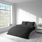 Premium satin bettwäsche set "Black Stripe Satin“. Bettwäsche aus Satin, 135/140x200 cm, 200x200 cm. Elegantes gestreiftes design in intensivem schwarz.