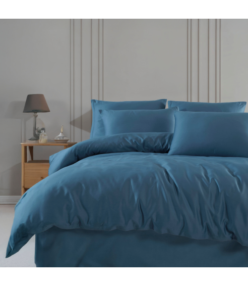 Premium satin bettwäsche set "Blue stone". Bettwäsche aus Satin