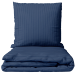 Premium satin bettwäsche set "Blue Stripe Satin“. Bettwäsche aus Satin, 135/140x200 cm, 200x200 cm. Dunkelblaues bettwäsche-set mit feinen streifen.