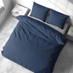 Premium satin bettwäsche set "Blue Stripe Satin“. Bettwäsche aus Satin, 135/140x200 cm, 200x200 cm. Luxuriöses gestreiftes bettwäsche-set in intensivem blau.